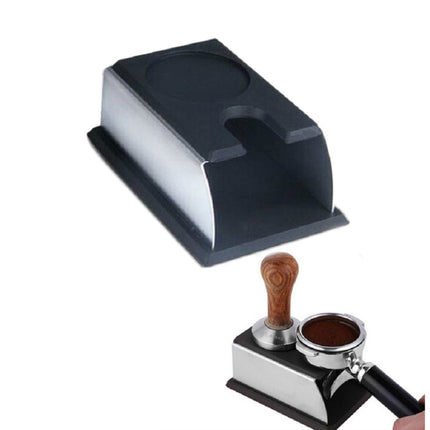Stainless Steel Silicone Espresso Coffee Tamper Stand Barista Tool Powder Pad Hammer Pad(Black)-garmade.com