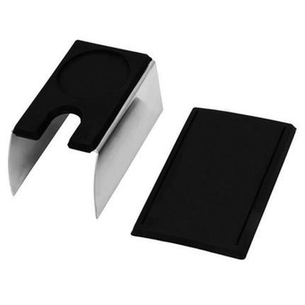 Stainless Steel Silicone Espresso Coffee Tamper Stand Barista Tool Powder Pad Hammer Pad(Black)-garmade.com