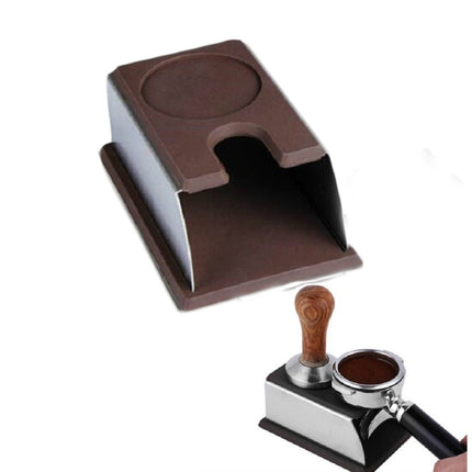 Stainless Steel Silicone Espresso Coffee Tamper Stand Barista Tool Powder Pad Hammer Pad(Brown)-garmade.com