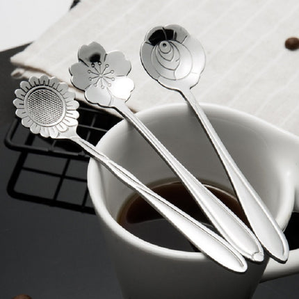 3 PCS Stainless Steel Household Creative Flower Spoon Coffee Stirring Spoon, Style:Sun Flower Spoon-garmade.com