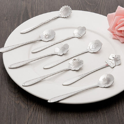 3 PCS Stainless Steel Household Creative Flower Spoon Coffee Stirring Spoon, Style:Cosmos Flower Spoon-garmade.com