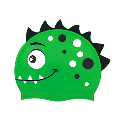 Children Cartoon Dinosaur Comfortable Silicone Swimming Cap(Green1)-garmade.com