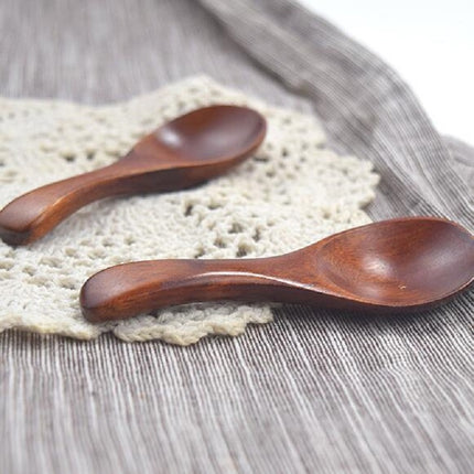 10 PCS Log Short Handle Wide Mouth Milk Powder Spoon Wooden Seasoning Tea Spoon, Style:A-garmade.com