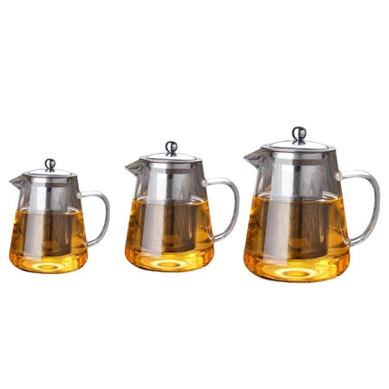 Large Capacity Heat Resistant Glass Teapot Tea Set With Stainless Steel Filter For Kung Fu Tea, Capacity:450ML-garmade.com