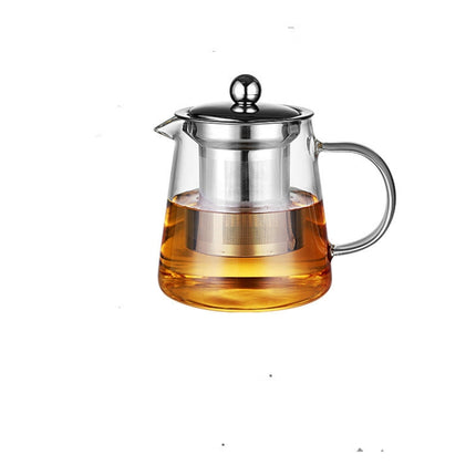 Large Capacity Heat Resistant Glass Teapot Tea Set With Stainless Steel Filter For Kung Fu Tea, Capacity:550ML-garmade.com