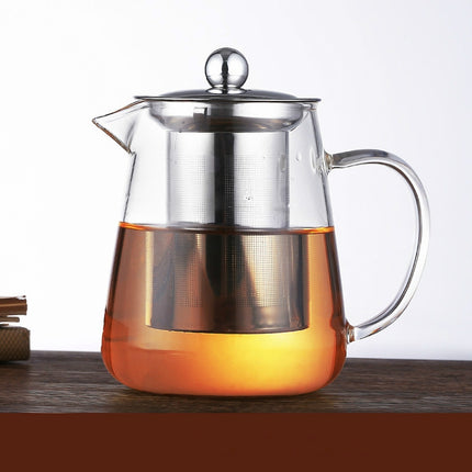Large Capacity Heat Resistant Glass Teapot Tea Set With Stainless Steel Filter For Kung Fu Tea, Capacity:750ML-garmade.com