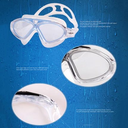 JIEJIA J8170 Large Frame Adult Waterproof and Anti-fog Swimming Glasses(Black Transparent)-garmade.com