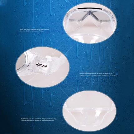 JIEJIA J8170 Large Frame Adult Waterproof and Anti-fog Swimming Glasses(Black Transparent)-garmade.com
