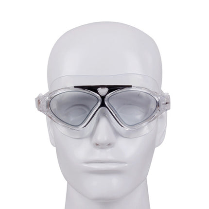 JIEJIA J8170 Large Frame Adult Waterproof and Anti-fog Swimming Glasses(Black Transparent)-garmade.com