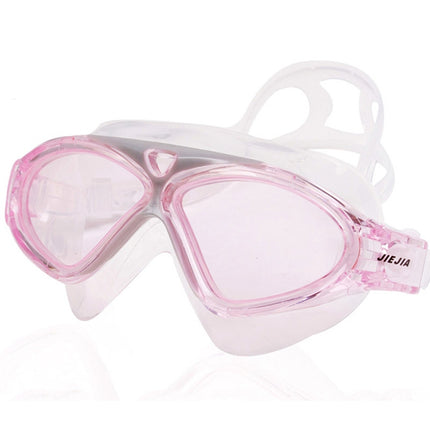 JIEJIA J8170 Large Frame Adult Waterproof and Anti-fog Swimming Glasses(Pink Transparent)-garmade.com