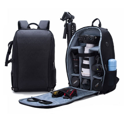 SLR Camera Bag Anti-theft Waterproof Large Capacity Shoulder Outdoor Photography Bag Fashion Camera Backpack(Black)-garmade.com