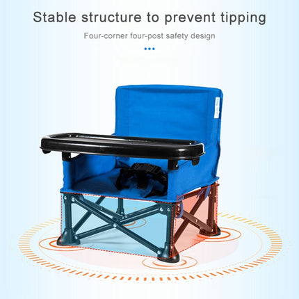 Childrens Dining Table and Chair 0-3 Years Old Child Safety Portable Folding Chair(Blue)-garmade.com