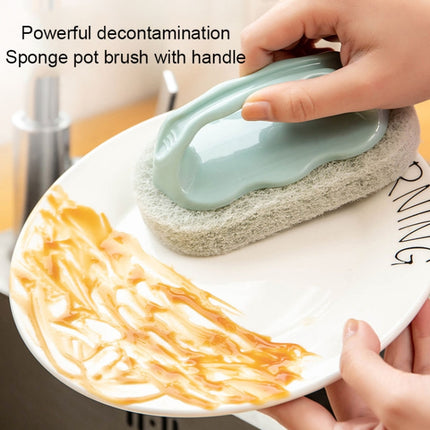 Kitchen Tile Bathtub Brush Household Brush Pot Scouring Sponge Cleaning Brush with Handle Random Color Delivery-garmade.com