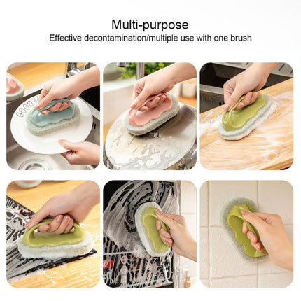 Kitchen Tile Bathtub Brush Household Brush Pot Scouring Sponge Cleaning Brush with Handle Random Color Delivery-garmade.com