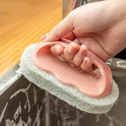 Kitchen Tile Bathtub Brush Household Brush Pot Scouring Sponge Cleaning Brush with Handle Random Color Delivery-garmade.com