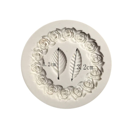 2 PCS Rose Garland Rose Leaf Silicone Fondant Mold Cake Edging Decoration Tool Baking Glue Mold(Gray)-garmade.com