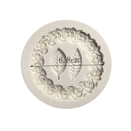 2 PCS Rose Garland Rose Leaf Silicone Fondant Mold Cake Edging Decoration Tool Baking Glue Mold(Gray)-garmade.com