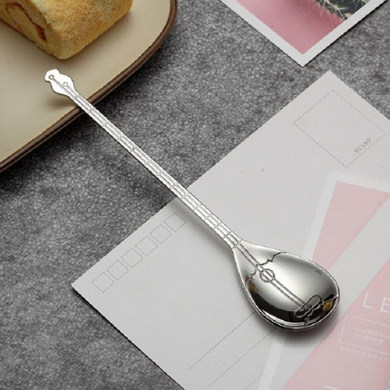 Stainless Steel Coffee Mixing Spoon Creative Musical Instrument Shape Spoon, Style:Lute, Color:Silver-garmade.com