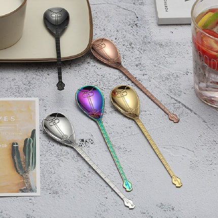Stainless Steel Coffee Mixing Spoon Creative Musical Instrument Shape Spoon, Style:Yueqin, Color:Rose Gold-garmade.com