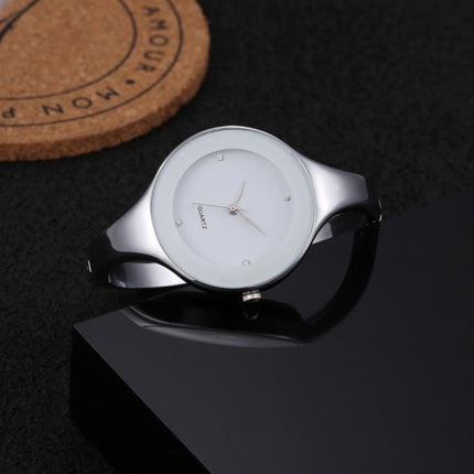 2 PCS Women Simple Style Alloy Thin Strap Quartz Watch(White)-garmade.com
