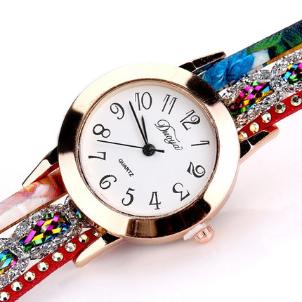 Douya D048 National Style Circle Bracelet Quartz Watch(Black)-garmade.com