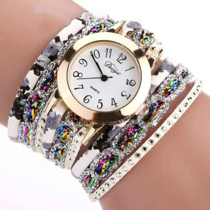 Douya D048 National Style Circle Bracelet Quartz Watch(white)-garmade.com