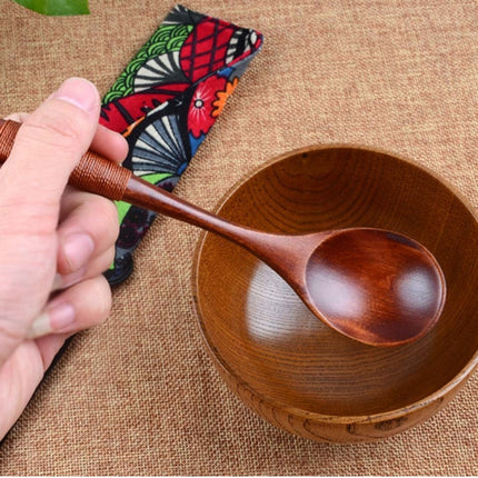 10 PCS Eco Wooden Spoon Flatware Kitchen Soup Coffee Stirring Spoons Cooking Utensil Coffee Tea Mixing Spoons( Round Mouth Tip Spoon Black S011h)-garmade.com