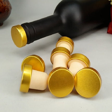 2 PCS Polymer Wine Stopper Cork Oak Stoppers with Metal Iron Cover, Color:Silver-garmade.com