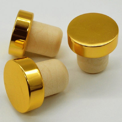 Polymer Wine Stopper Cork Oak Stoppers with Metal Iron Cover, Color:Golden-garmade.com