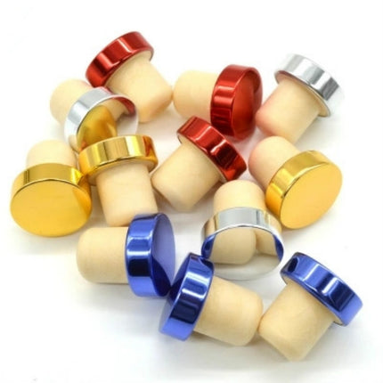 Polymer Wine Stopper Cork Oak Stoppers with Metal Iron Cover, Color:Golden-garmade.com