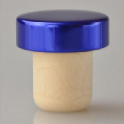 Polymer Wine Stopper Cork Oak Stoppers with Metal Iron Cover, Color:Blue-garmade.com