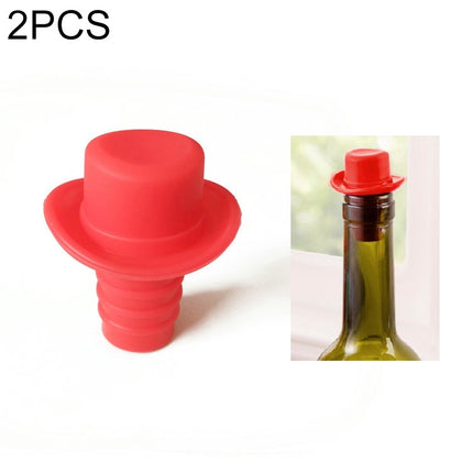 Silica Gel Top Hat Fresh Wine Corks Cruet Red Wine Stopper(Red)-garmade.com