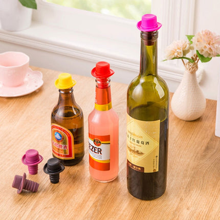 Silica Gel Top Hat Fresh Wine Corks Cruet Red Wine Stopper(Red)-garmade.com