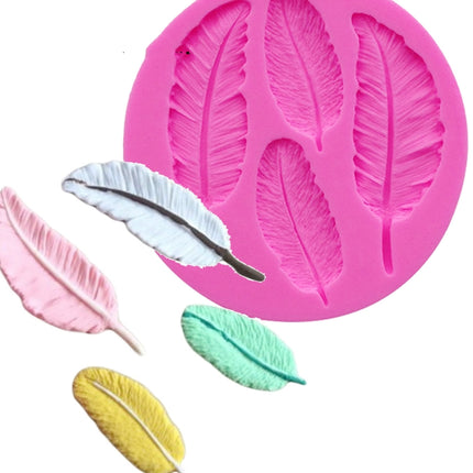 3 PCS Feather Silicone Mold Fondant Cake Chocolate Decoration Mold-garmade.com