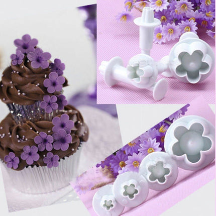 8 PCS Plum Fondant Cake Spring Print Stamper Baking Biscuit Mould-garmade.com