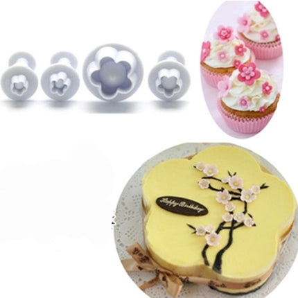 8 PCS Plum Fondant Cake Spring Print Stamper Baking Biscuit Mould-garmade.com