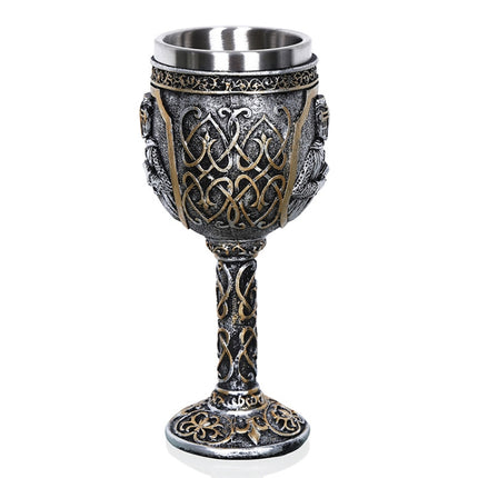 3D Viking Skull Coffee Beer Mug Skull Mug Beer Wine Drink Gift Stainless Steel Knight Decorative Cup for Men Goblet-garmade.com