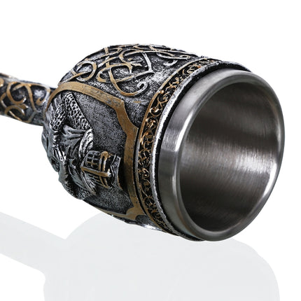 3D Viking Skull Coffee Beer Mug Skull Mug Beer Wine Drink Gift Stainless Steel Knight Decorative Cup for Men Goblet-garmade.com