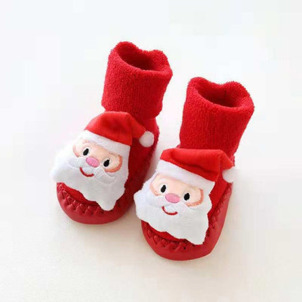 Thicken Baby Toddler Shoes Socks Children Cartoon Doll Christmas Terry Skin Socks, Size:11CM(ASanta Claus)-garmade.com