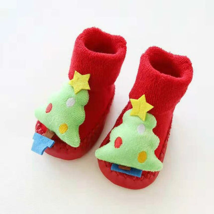 Thicken Baby Toddler Shoes Socks Children Cartoon Doll Christmas Terry Skin Socks, Size:12CM(Christmas Tree)-garmade.com