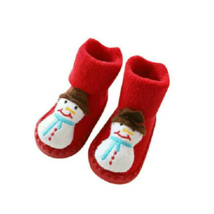 Thicken Baby Toddler Shoes Socks Children Cartoon Doll Christmas Terry Skin Socks, Size:13CM(Snowman)-garmade.com