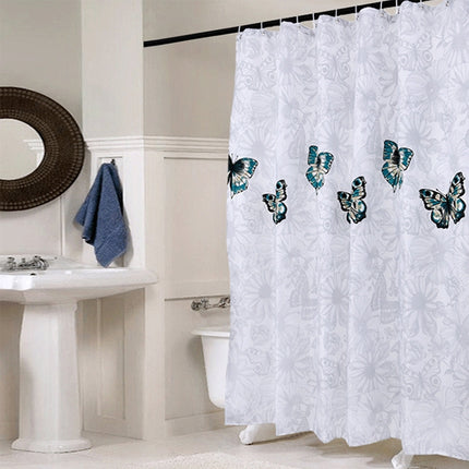 Butterfly Waterproof Polyester Shower Washable Bathroom Curtains, Size:80x180cm-garmade.com