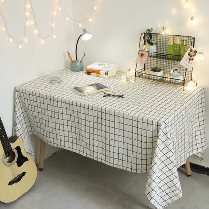 Square Checkered Tablecloth Furniture Table Dust-proof Decoration Cloth, Size:90x90cm(White)-garmade.com