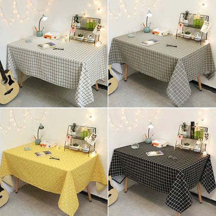Square Checkered Tablecloth Furniture Table Dust-proof Decoration Cloth, Size:90x90cm(White)-garmade.com
