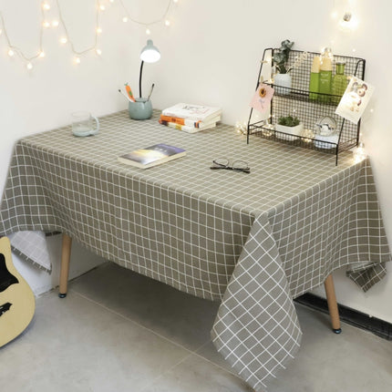 Square Checkered Tablecloth Furniture Table Dust-proof Decoration Cloth, Size:90x90cm(Grey)-garmade.com