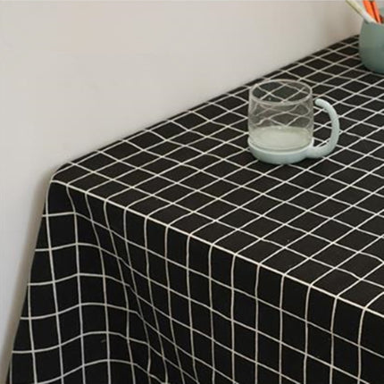 Square Checkered Tablecloth Furniture Table Dust-proof Decoration Cloth, Size:90x140cm(Black)-garmade.com