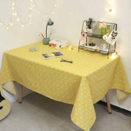 Square Checkered Tablecloth Furniture Table Dust-proof Decoration Cloth, Size:120x120cm(Yellow)-garmade.com