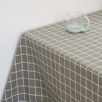 Square Checkered Tablecloth Furniture Table Dust-proof Decoration Cloth, Size:140x140cm(Grey)-garmade.com