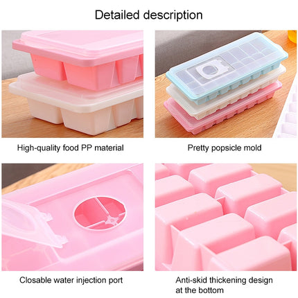 Candy Color Creative Ice Cream Ice Lattice Ice Cube Mold with Lid(Blue)-garmade.com