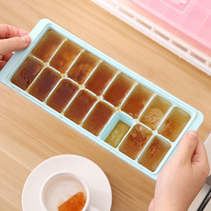 Candy Color Creative Ice Cream Ice Lattice Ice Cube Mold with Lid(Blue)-garmade.com